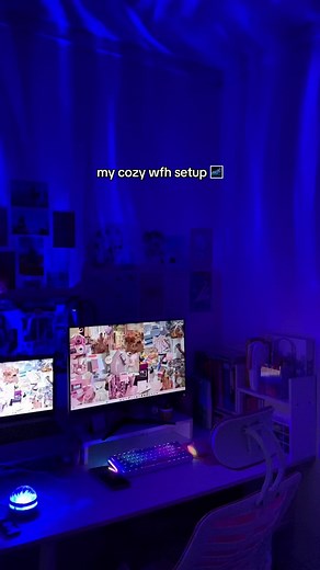 A wfh girlie is who has her own aurora borealis 🥹🌌 #wfhsetup #wfhdesksetup #wfhlife #desksetup #roomdecor