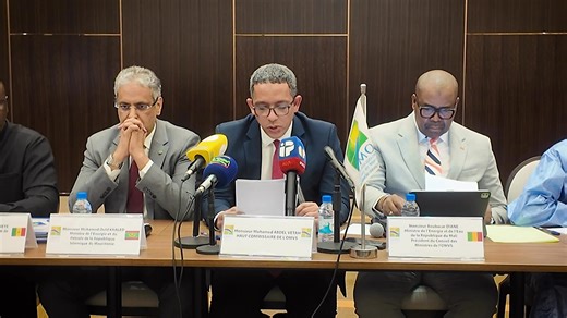 📍Voici, en intégralité, le communiqué final de la 78ème session ordinaire du Conseil des Ministres de l’Organisation pour la Mise en Valeur du fleuve Senegal/OMVS, lu par le Haut-commissaire, Mohamed Abdel Vetah, en présence de : ➡️ Monsieur Boubacar DIANE, Ministre de l’Eau et de l’Energie de la République du Mali, Président en exercice du Conseil des Ministres de l’OMVS ; ➡️ Monsieur Mandjou DIOUBATE, Ambassadeur de la République de Guinée au Sénégal et en Mauritanie ; ➡️ Monsieur Alassane DI
