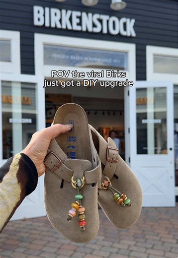 Bedazzled is always better ✨ Comment ‘knotty’ if you want the links to the kit tutorials. Finally got my toes on a pair of the viral @BIRKENSTOCK Boston mule and had such a delightful crafternoon making them *extra* cute with the DIY knot kit by @Ariel Gordon Jewelry and @HonestlyWTF Would you wear these? #viralfashion #birkenstocks #birkenstockboston #DIY