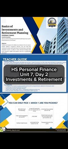 HS Personal Finance: Unit 7, Day 2 - Definitions, TermsIndex Funds, Mutual Funds, Target Date Funds
