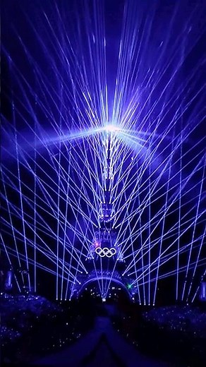 Laser Licht Show Eiffelturm Paris Olympische Spiele 2024 Eröffnung