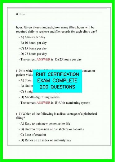 RHIT CERTIFICATION EXAM COMPLETE 200 QUESTIONS video