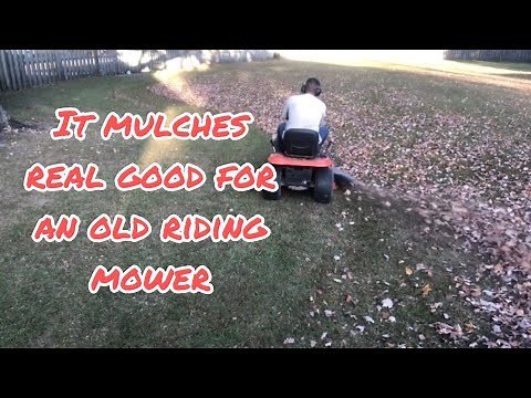How to mulch Leaves with a riding mower. #fallcleanup #lawncare #sidehustle #lawncarebusiness