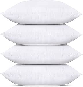 Utopia Bedding Throw Pillows (Set of 4, White) – 12 x 16 Inches Down Alternative Pillows for Bed, Sofa, and Couch - Fluffy Decorative Stuffer Pillow for Indoors & Outdoors