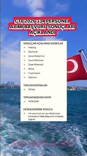 CTE 2026 334 PERSONEL ALIMI BAŞVURU SONUÇLARI AÇIKLANDI #2026#personelalımı
