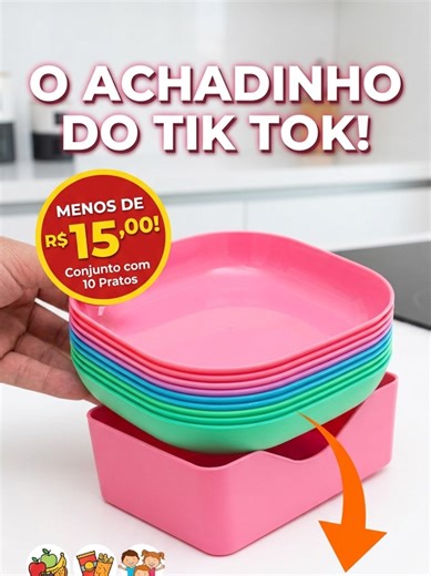 O achadinho que faltava na sua cozinha! 🍽️✨ Eu sempre via esses pratinhos aqui no Tok Shop e finalmente resolvi testar. Melhor decisão! São 10 pratos coloridos, super duráveis e com uma base rígida que deixa tudo organizado. Perfeitos para os lanchinhos, frutinhas e petiscos das crianças (e dos adultos também, viu? 😂). Aqui em casa tá super aprovado e o melhor de tudo: custou menos de R$ 15,00! 👉 Clica no carrinho laranja aqui embaixo do vídeo para garantir o seu conjunto! #achadinhos #compri