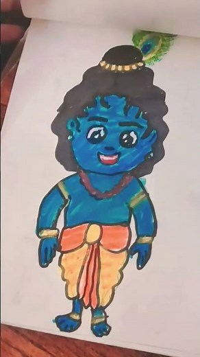Cute Baby Krishna Drawing Easy Krishna Art for Beginners 🦚#BabyKrishna #KrishnaDrawing #CuteKrishna