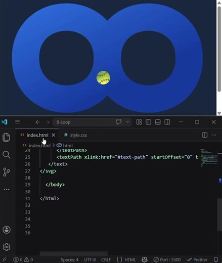 How to create 8-Loop by using HTML and CSS in VS code.