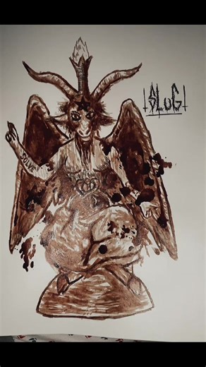 Baphomet blood art (repost because the last one flopped) #bloodart #baphomet #satanism #bloodpainting #dsbm