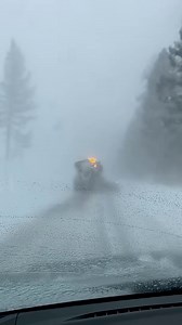 Driving through white-out blizzard conditions near Lake Tahoe