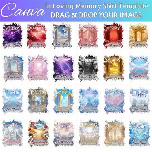 In Loving Memory Shirt Designs, Editable Canva Memorial Templates, Canva Editable Drag & Drop Photo, DIY RIP Background PNG Digital Download - Etsy