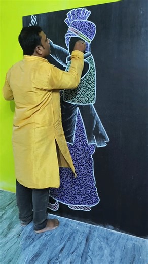 Learn How to Draw Bhangra Dancer 🥁Creative Chalk Art #shorts #drawing #shortvideo