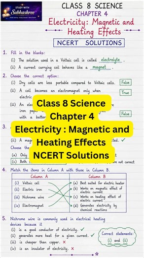 Class 8 Science Chapter 4 Electricity:Magnetic & Heating Effects of Electric Current NCERT Solutions