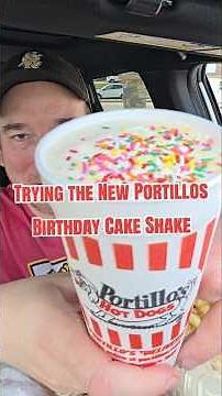 Trying Portillos New Birthday Cake SHAKE 👀🥤🔥 #milkshake #eating