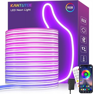 LED Neon Rope Lights, 32.8ft RGB LED Light Strip, 24V Music Sync App/Remote Control DIY Rope Light, IP67 Waterproof Gaming LED Neon Strip Lights for Bedroom Indoor Oudoor Décor