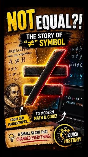 This Tiny Line Changed Math ≠ #didyouknow #notqualsto #facts #knowledge #symbols #mathsymbols