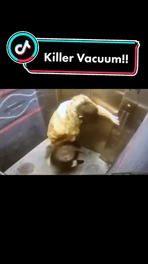 Man gets vacuum cord stuck in Elevator door...😂😂 #elevatorfail #haunted #elevator #funny #fyp #killervacuum