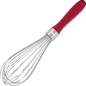 U-Taste Balloon Whisk for Cooking: 18/10 Stainless Steel Kitchen Wire Whisk, Medium Heavy Duty Egg Beater, Manual Baking Mixing Tool with 8 High Flex Wires for Stirring, Blending Sauce (Red)