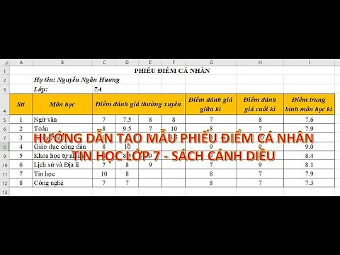 Hướng dẫn tạo mẫu phiếu điểm cá nhân bằng bảng tính Excel | Tin học lớp 7 | Sách Cánh Diều