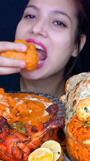 Foodie JD Official | Eating Butter Chicken, Butter Garlic Naan, Gobi Pakoda, tandoori Chicken Tangdi, Egg Biriyan Mukbang | Watch Full Video On Youtube,link in... | Instagram