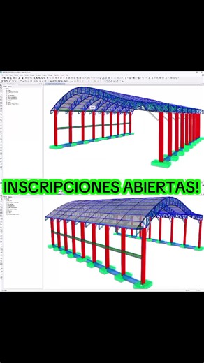 Diseña coberturas metálicas profesionales para patios y plataformas deportivas 🏗️ Aprende modelación, análisis y diseño estructural con SAP2000 y SCIA Engineer. 📐 Enfoque práctico | Caso real | Normativa aplicada 🎓 Certificación SAICE Institute 📲 Más información por DM #structures #structuralengineering #engineering #diseñoestructural #ingenieriacivil 🧑‍🎓👈