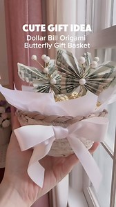 2.2K views · 90 reactions | Diy a Dollar Bill Origami Butterfly Gift Basket#giftideas #howto #easytutorial #trendingreels #origami #love #money #dollar #diy #handmadegifts #craft #art #basket #butterfly | Pearbee2072 | Facebook