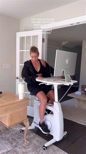 Today, we are tring out my desktop computer on the desk bike 😅 Bike is on my storefront under “May 2023” #deskbike #workoutwhileworking #worksmarternotharder #workfromhomevibes