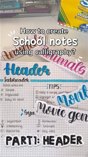 How to create school notes using calligraphy? ✍️ PART1: HEADER #school #notes #art #handwriting