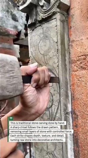 Traditional Stone Carving Details Using a Hand Chisel #StoneCarving #Craft #Construction