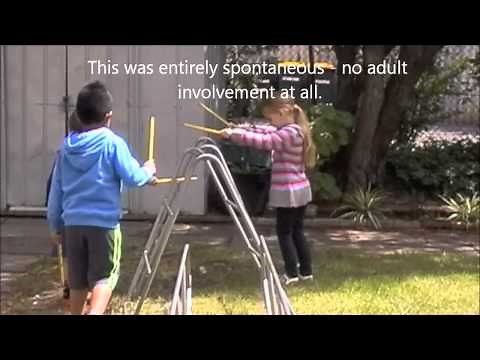 Children exploring playground equipment as musical instruments - Child's Play Music