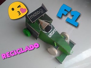 Como hacer CARRO DE CARRERAS F1 con cartón reciclado