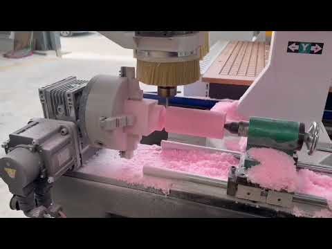 ATC wood cnc machine side rotary work