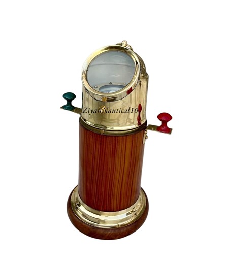 Nautical Ship Binnacle Compass, Solid Brass & Wood, Maritime Navigation Decor, Ocean Explorer Decor