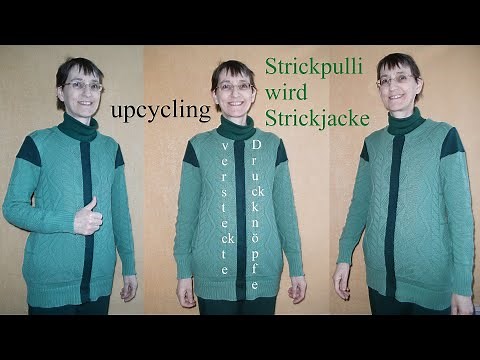 Knitted sweater becomes cardigan – upcycling