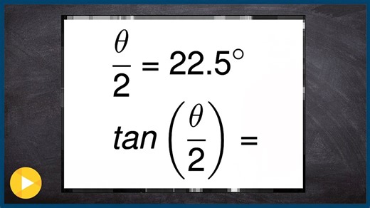 Evaluate the half angle of tangent for 22.5 degrees