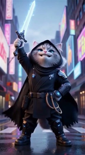 The Most Dangerous Ninja Cat! 🐱🔥#viral #funny #animation #trending #cat