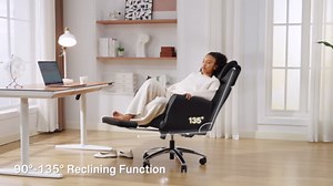 Big and Tall Office Chair, Flip Armrests for Pets & Cross Legged Sitting, Ergonomic Leather Executive Desk Chair with Foot Rest, High-Back Reclining Computer Chairs for Office Home Game - Grey