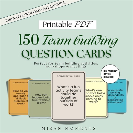 150 Icebreaker Questions for Meetings | Work Conversation Cards | Team Building Printable - Etsy