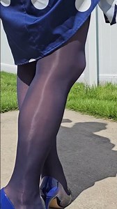 Blue pantyhose and high heels