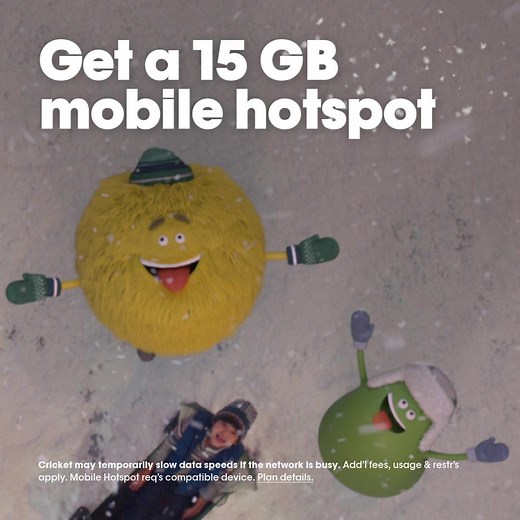 Unlimited holiday happiness is here. Get a 15 GB mobile hotspot and unlimited data for $60/mo, for the moments you can’t afford to miss. | Cricket Wireless
