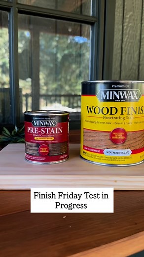 ✨ Finish Friday ✨ This week we tested Minwax Premium Oil-Based Stain in “Weathered Oak.” To prep the premium pine board, we first applied Minwax Pre-Stain Wood Conditioner for a smoother, more even finish. One coat gave us that subtle, natural look, but we also tried two coats for a little extra depth—perfect if you want the grain to pop just a bit more without going too dark. Should we test this on a different wood species next week? #FinishFriday #AnaWhite #notsponsored #woodfinishes #staintes