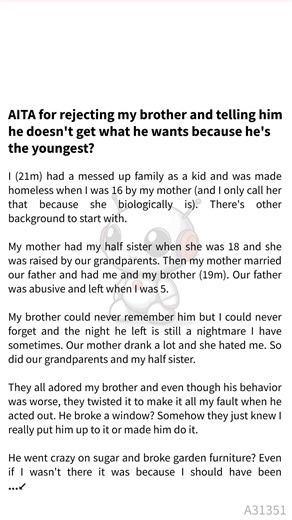 🛥 🌷 AITA for rejecting 🦈 my 🌍 brother 🐋 and telling him he 🤠 doesn't get what he wants because he's the youngest? | AITA Neymar Judgment Hub