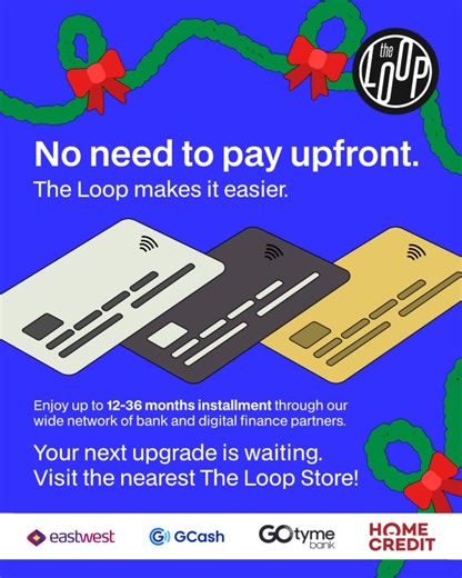 Get the latest models, without breaking the bank💸 With our bank and digital finance partners, we’re making it easier than ever to get the devices you want through flexible, worry-free payment solutions! Visit the nearest The Loop store now to learn more. Follow, like, and share to stay in the loop: Facebook: https://www.facebook.com/theloopphilippines/ Instagram: https://www.instagram.com/theloopph | The Loop Ph