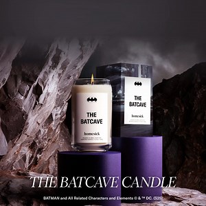 A candle worthy of the Dark Knight. Notes of steel, amber, and peppermint inspired by BATMAN’s™ iconic lair. | Homesick Candles