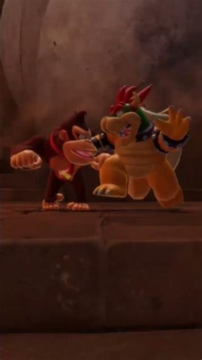 Bowser Donkey Kong Waluigi and Goomba all running away in mario party #mario #marioparty #gaming