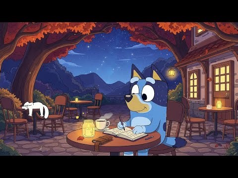 Bluey's Cozy Autumn Café Night ☕Cozy Coffee Shop Ambience for Reading & Journaling