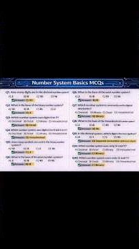 Number system Basics MCQ's. #coder #computerscience #coding #programmer #coder #python #cpp #js #pyp