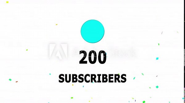 Animation 200 subscribers count YouTube channel celebration with confetti ,Social media Quick count of subscribers to 200 . Counting Up to 200 subscribers For social media updates on Alpha channel.