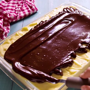 This Boston Cream Poke Cake is wicked easy. Full recipe: http://dlsh.it/W4egJPZ | Delish