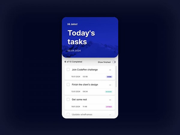Interactive Todo list (Pure CSS)